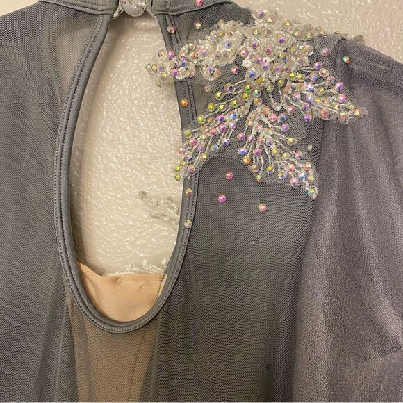Glamour solo custom dance costume gray lyrical flutter sleeve SA-Small adult - Picture 10 of 14